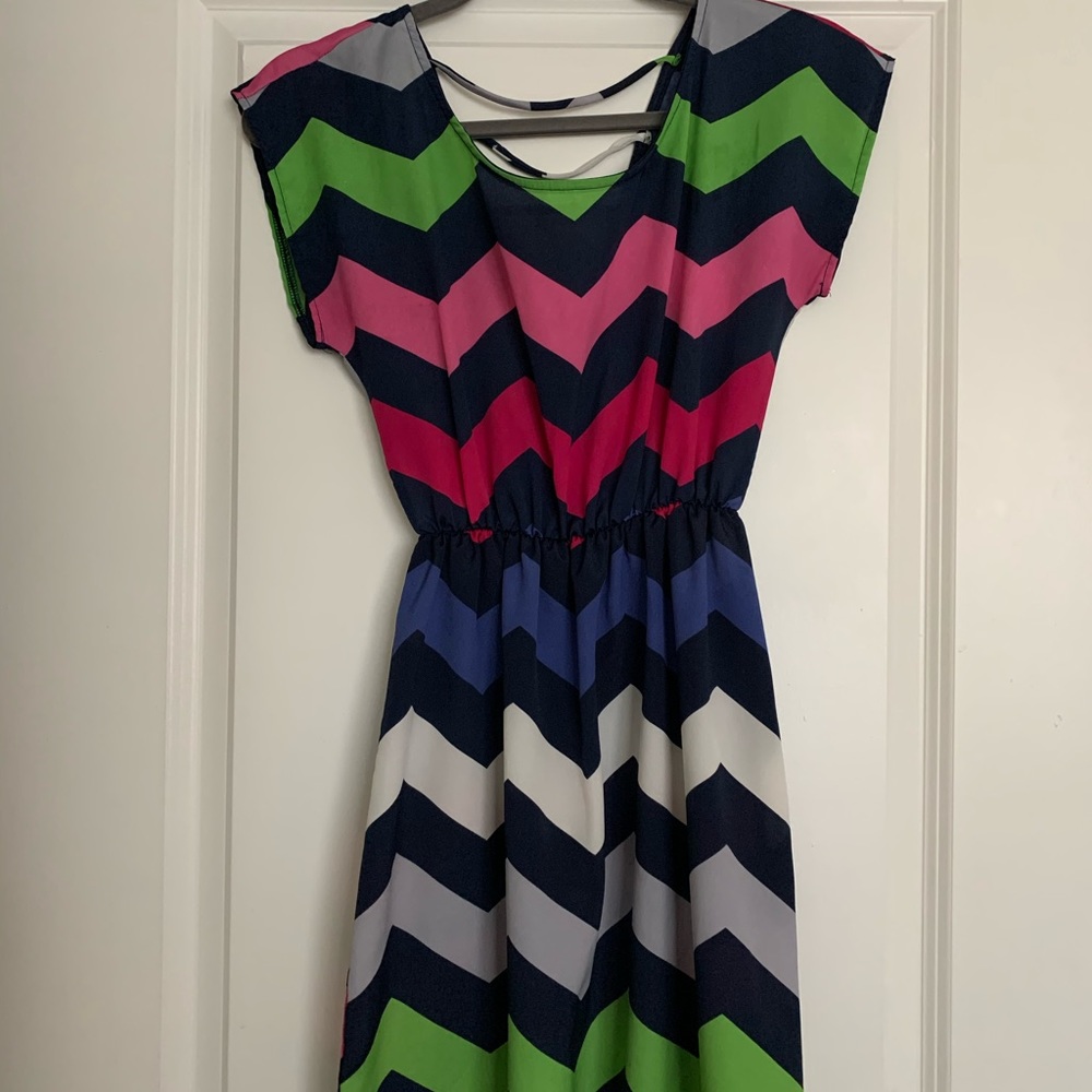 Multi colored chevron dress.
